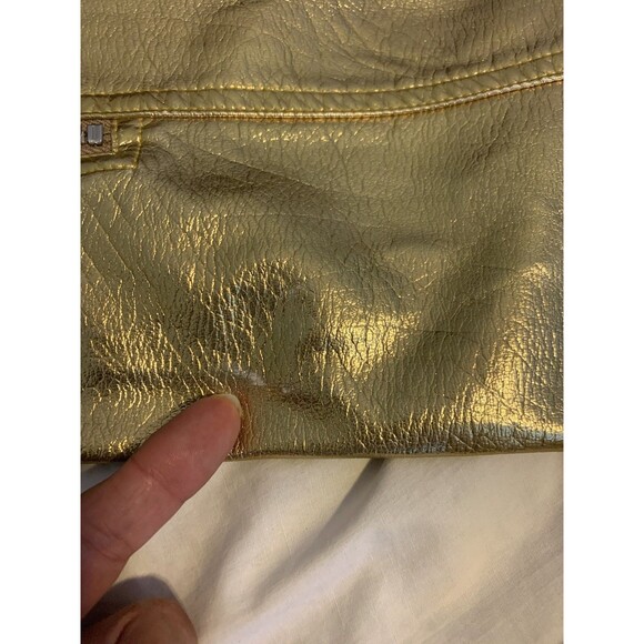 We The Free Free People Fast Lane Metallic Gold Vegan Leather Moto Jacket Small - Picture 12 of 16